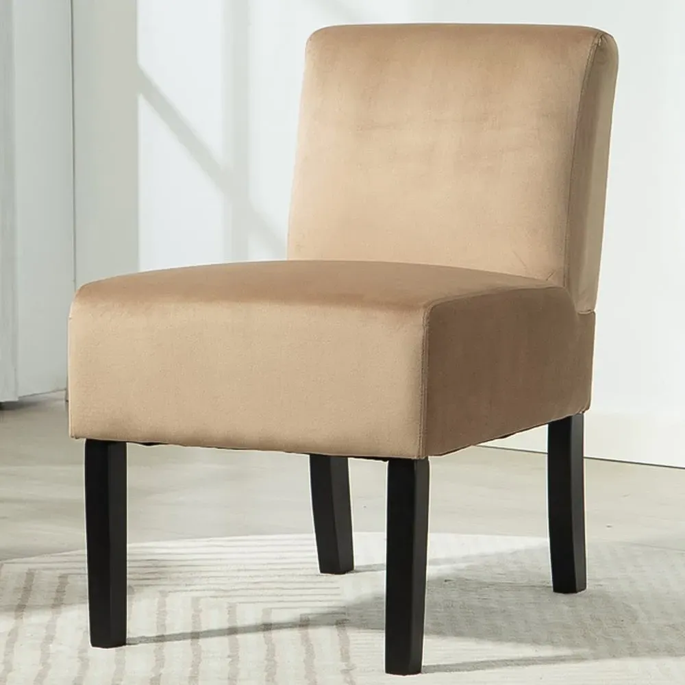 Valina Armless Accent Chair - Brown, Velvet