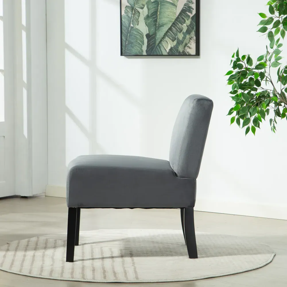 Valina Armless Accent Chair - Grey, Velvet