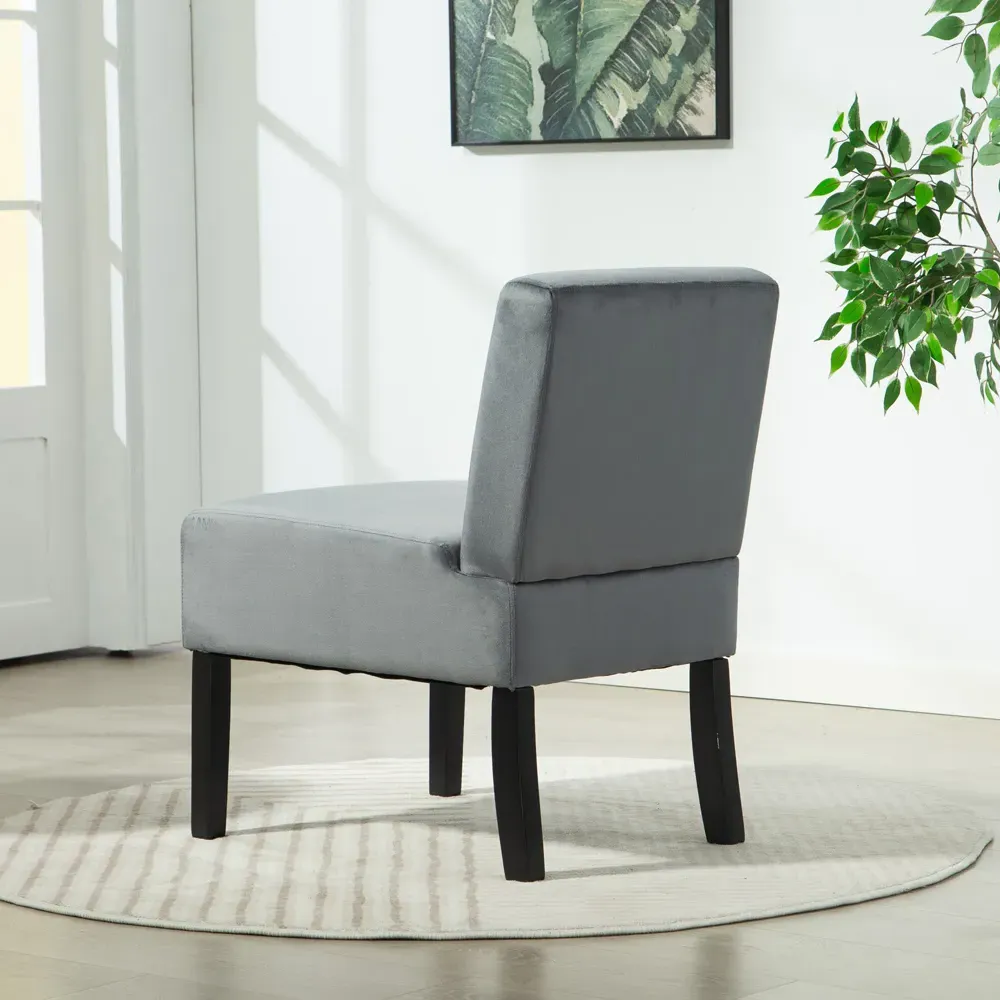 Valina Armless Accent Chair - Grey, Velvet
