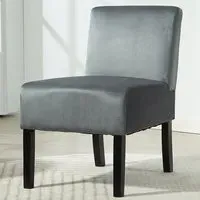 Valina Armless Accent Chair - Grey, Velvet