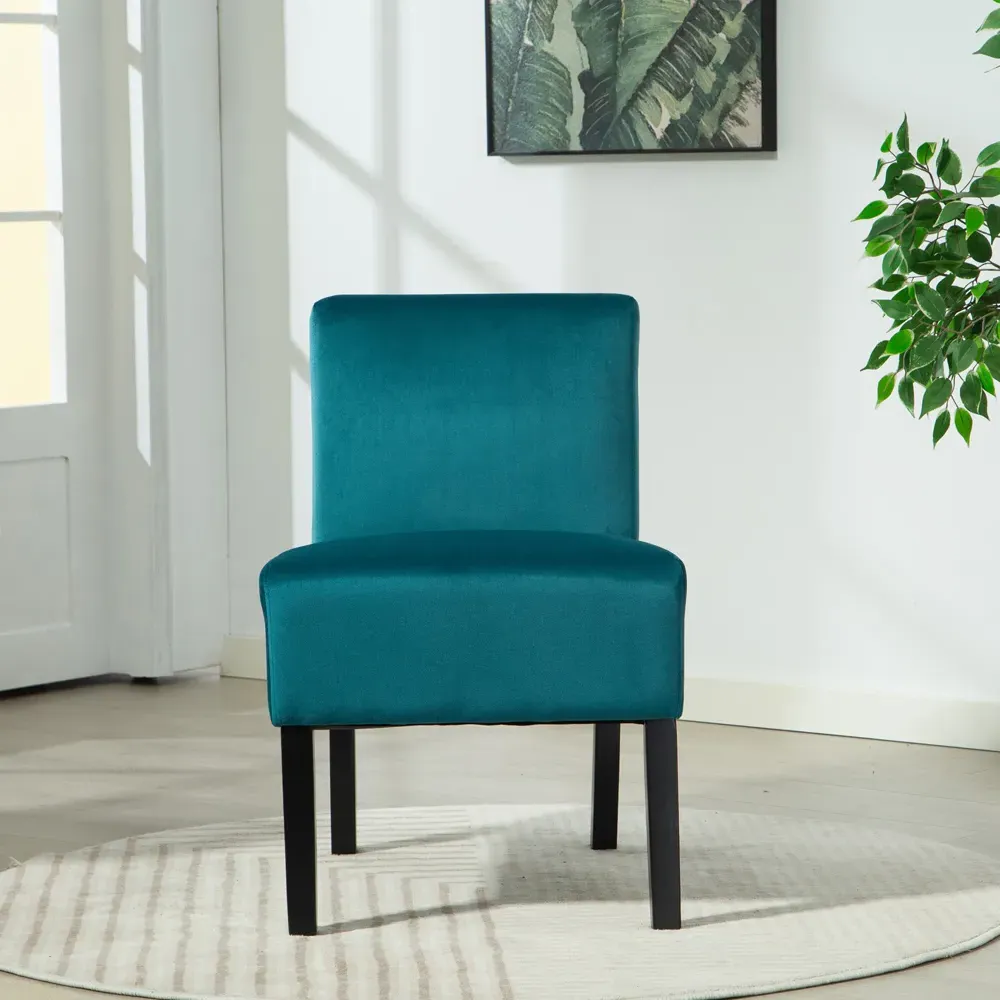 Valina Armless Accent Chair - Teal, Velvet