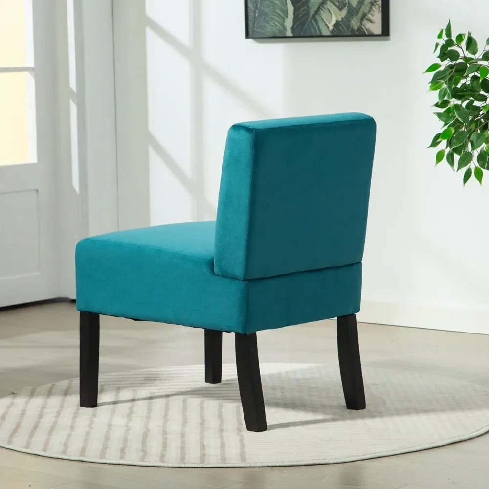 Valina Armless Accent Chair - Teal, Velvet