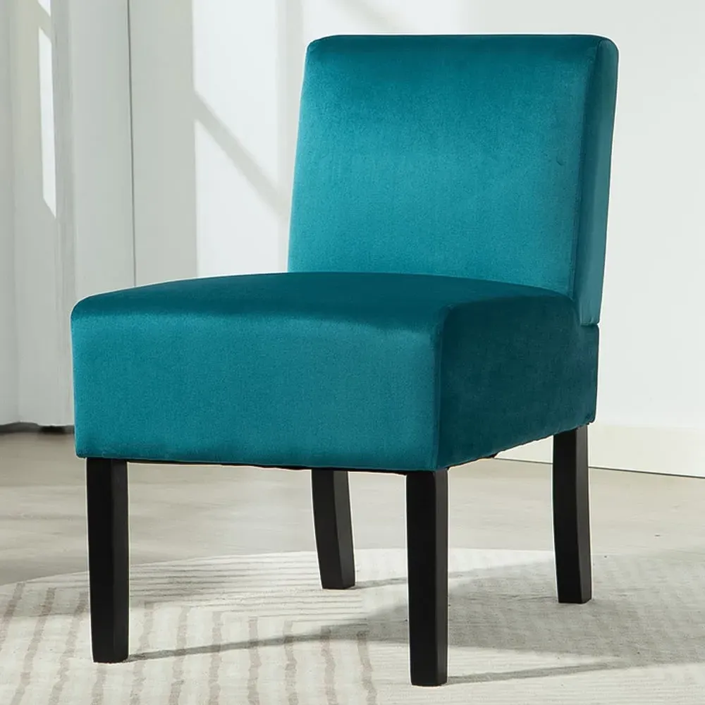Valina Armless Accent Chair - Teal, Velvet