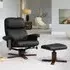 Woodacre Swivel Recliner Chair with Footstool - Black, Leather