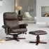 Woodacre Swivel Recliner Chair with Footstool - Brown, Leather