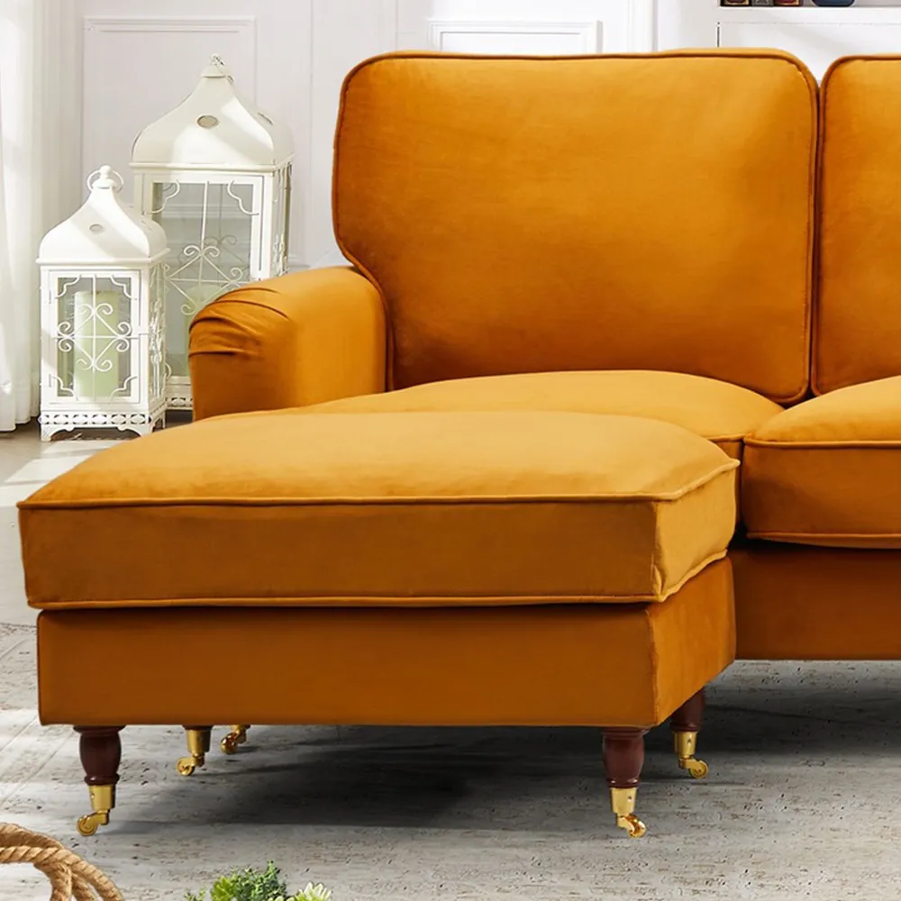 Woodbury 3-Seater Corner Sofa Reversible - Orange, Velvet
