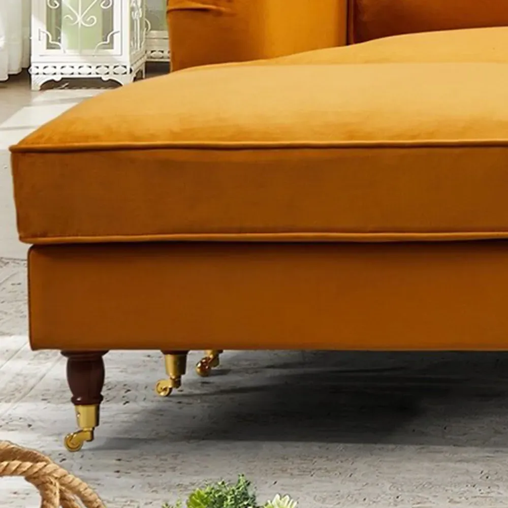 Woodbury 3-Seater Corner Sofa Reversible - Orange, Velvet