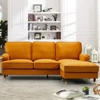 Woodbury 3-Seater Corner Sofa Reversible - Orange, Velvet