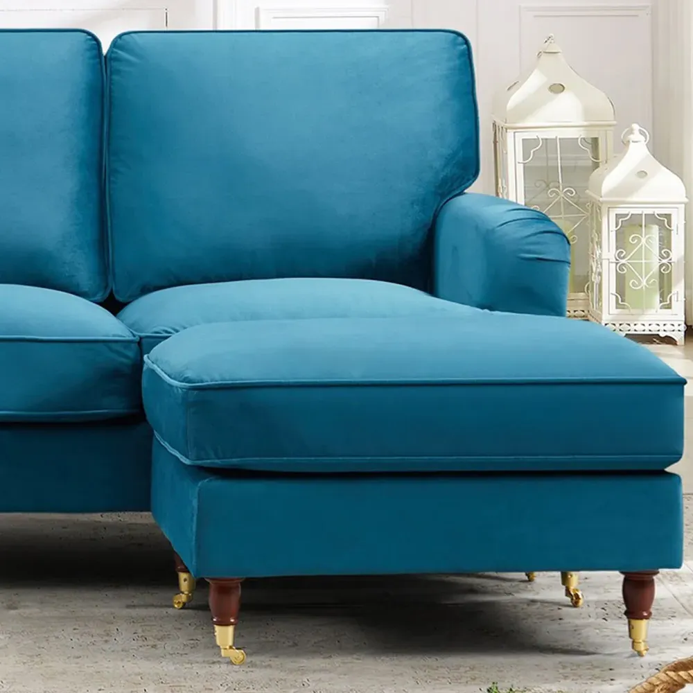 Woodbury 3-Seater Corner Sofa Reversible - Teal, Velvet