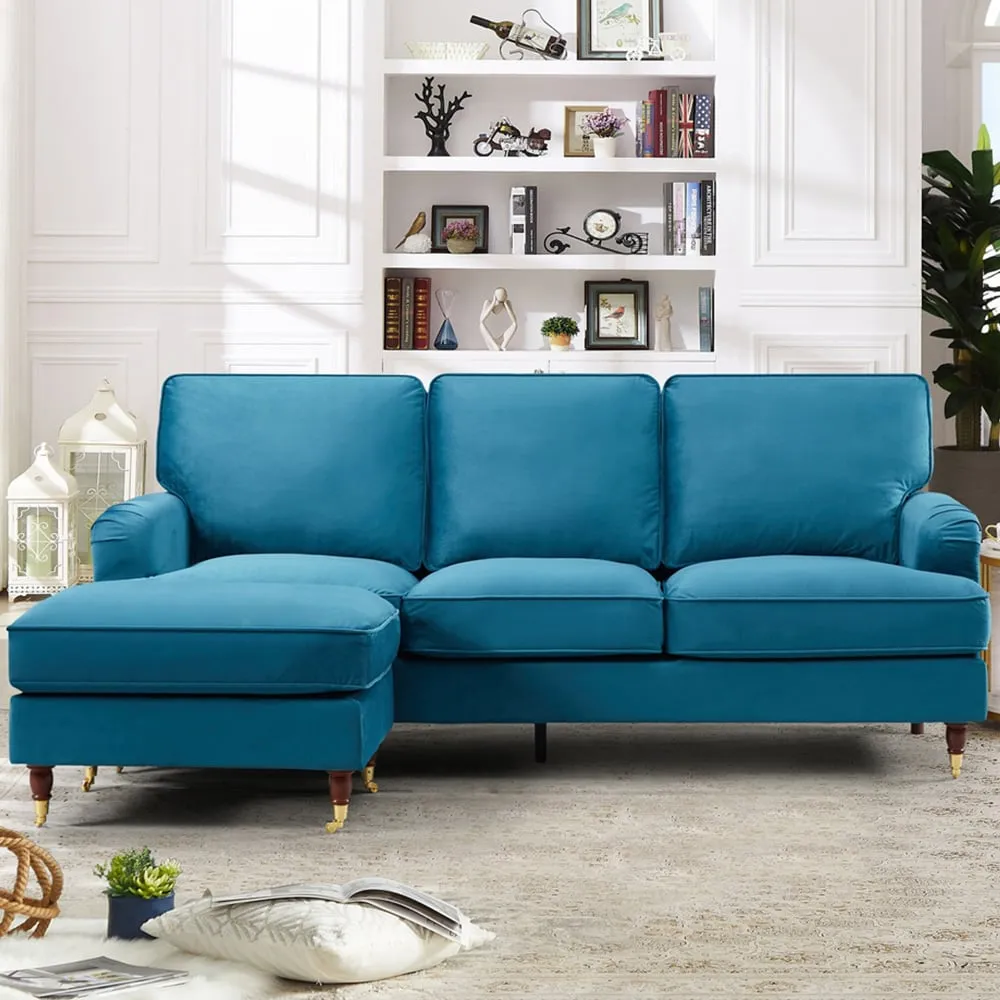 Woodbury 3-Seater Corner Sofa Reversible - Teal, Velvet
