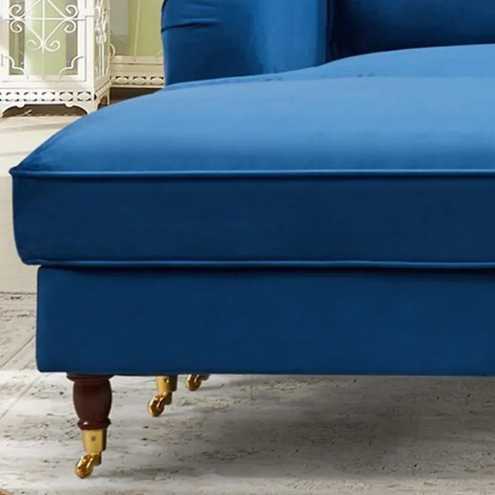 Woodbury 3-Seater Corner Sofa with Ottoman - Blue, Velvet