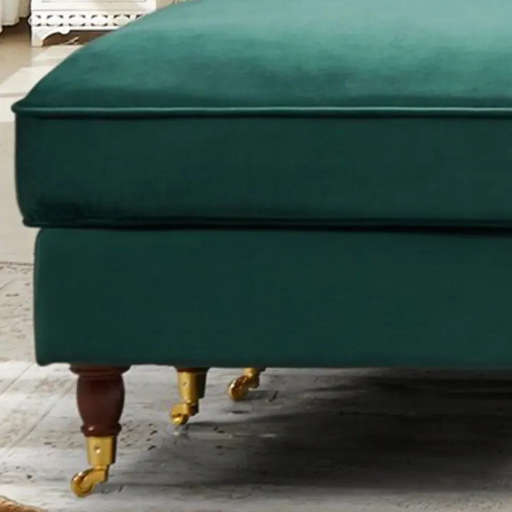 Woodbury 3-Seater Corner Sofa with Ottoman - Green, Velvet