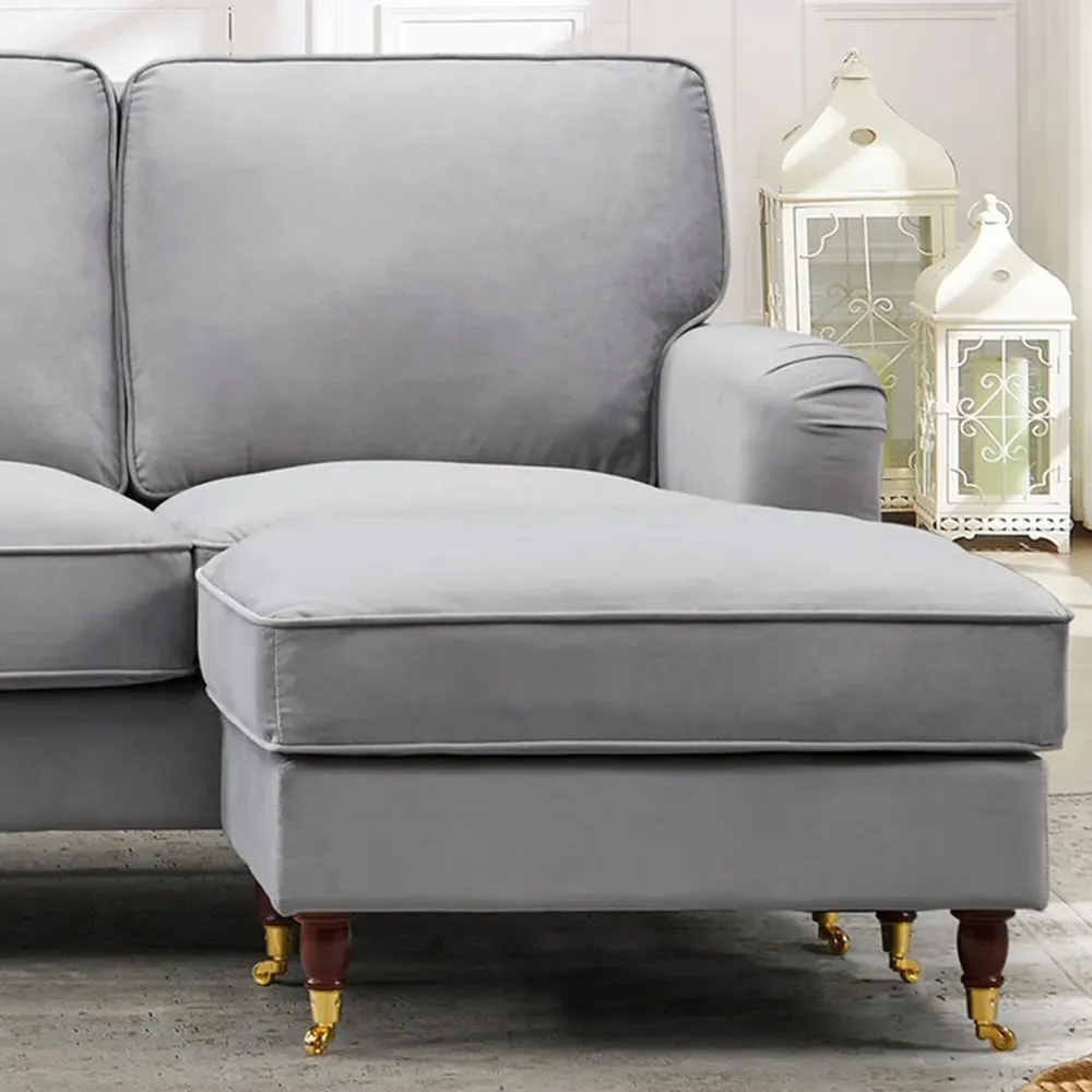 Woodbury 3-Seater Reversible Corner Sofa - Grey, Velvet