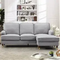 Woodbury 3-Seater Reversible Corner Sofa - Grey, Velvet