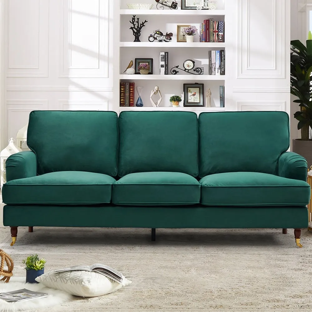 Woodbury 3-Seater Sofa - Green, Velvet