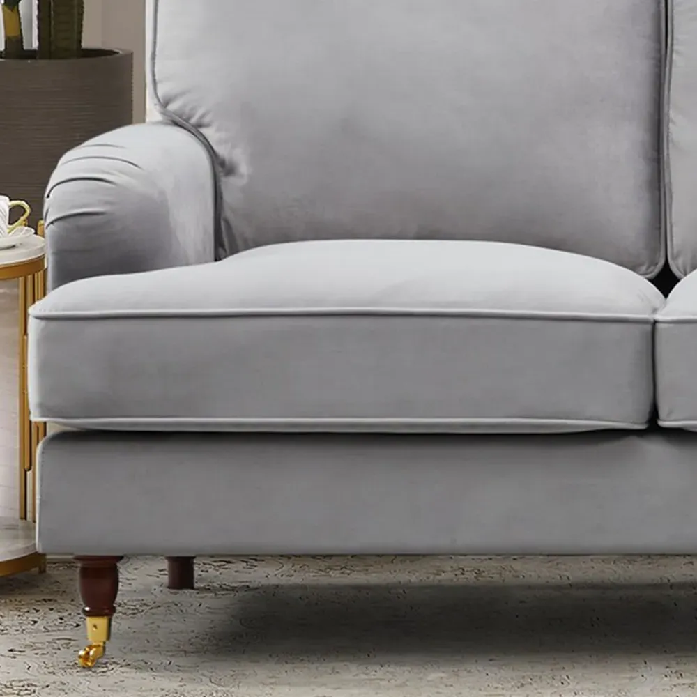 Woodbury 3-Seater Sofa - Grey, Velvet