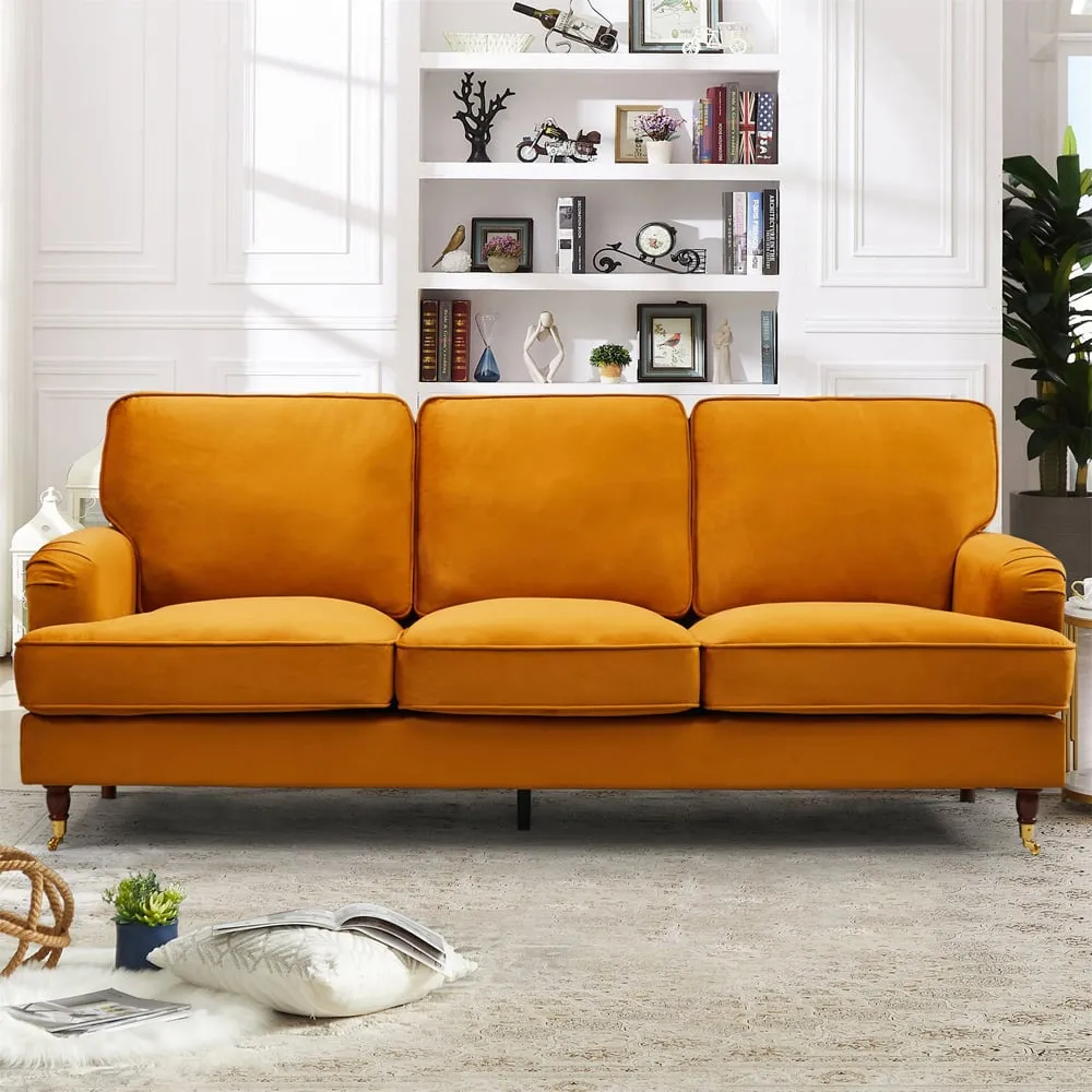 Woodbury 3-Seater Sofa - Orange, Velvet