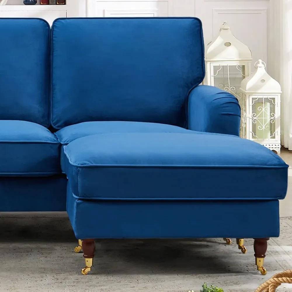 Woodbury 3-Seater U-Shape Corner Sofa - Blue, Velvet