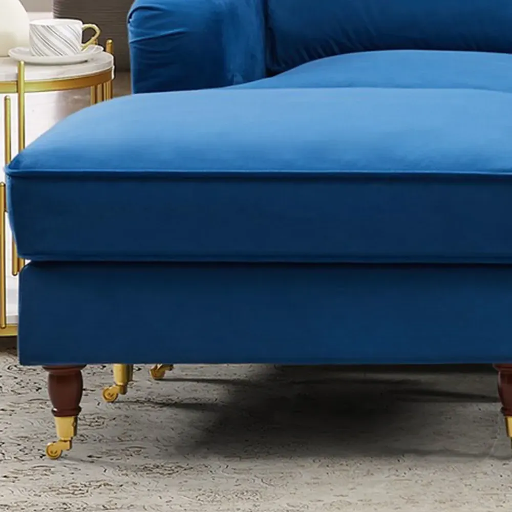 Woodbury 3-Seater U-Shape Corner Sofa - Blue, Velvet
