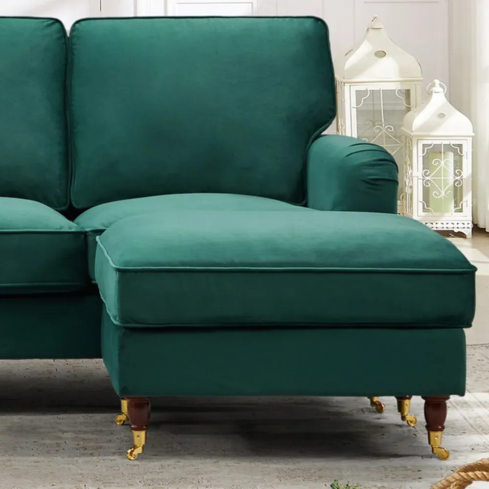 Woodbury 3-Seater U-Shaped Corner Sofa - Green, Velvet