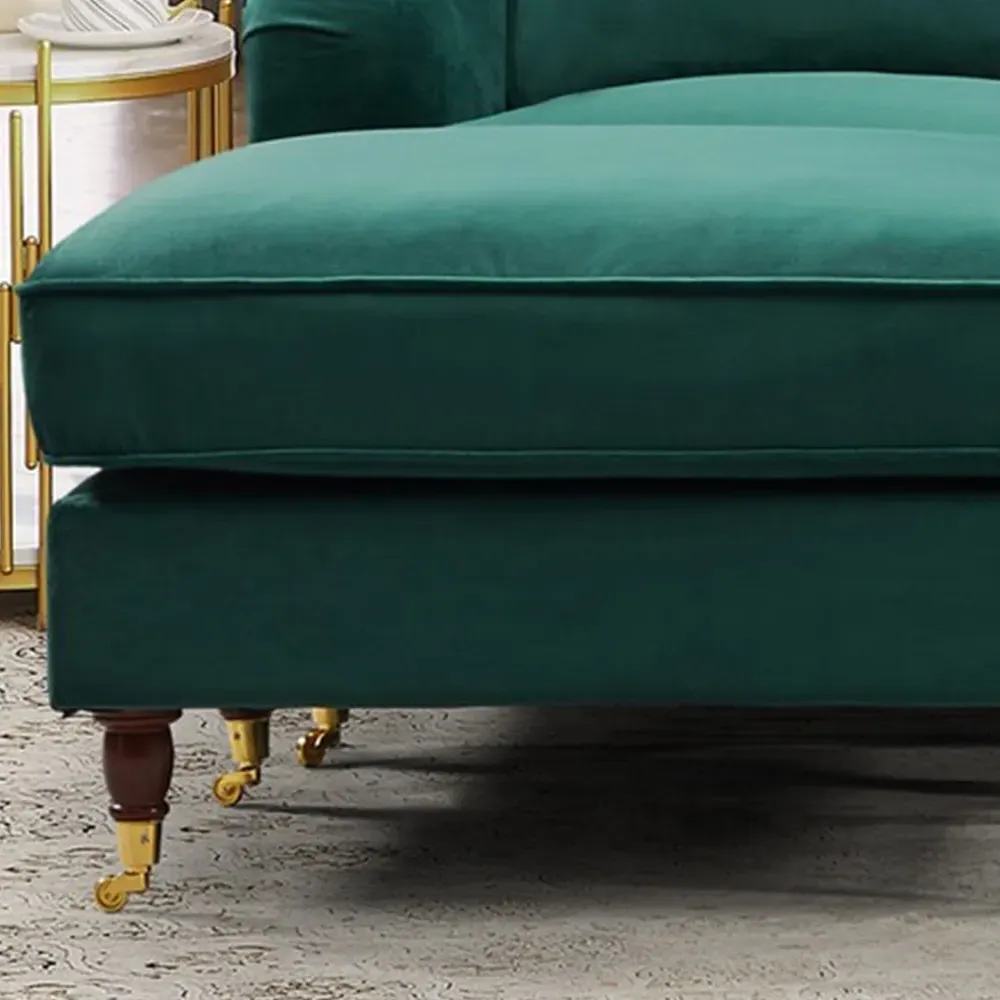 Woodbury 3-Seater U-Shaped Corner Sofa - Green, Velvet