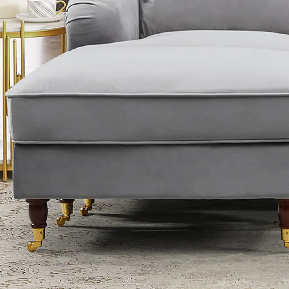 Woodbury 3-Seater U-Shaped Corner Sofa - Grey, Velvet