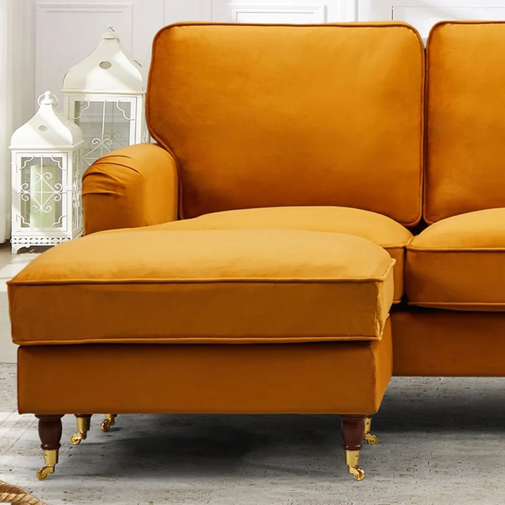 Woodbury 3-Seater U-Shaped Corner Sofa - Orange, Velvet