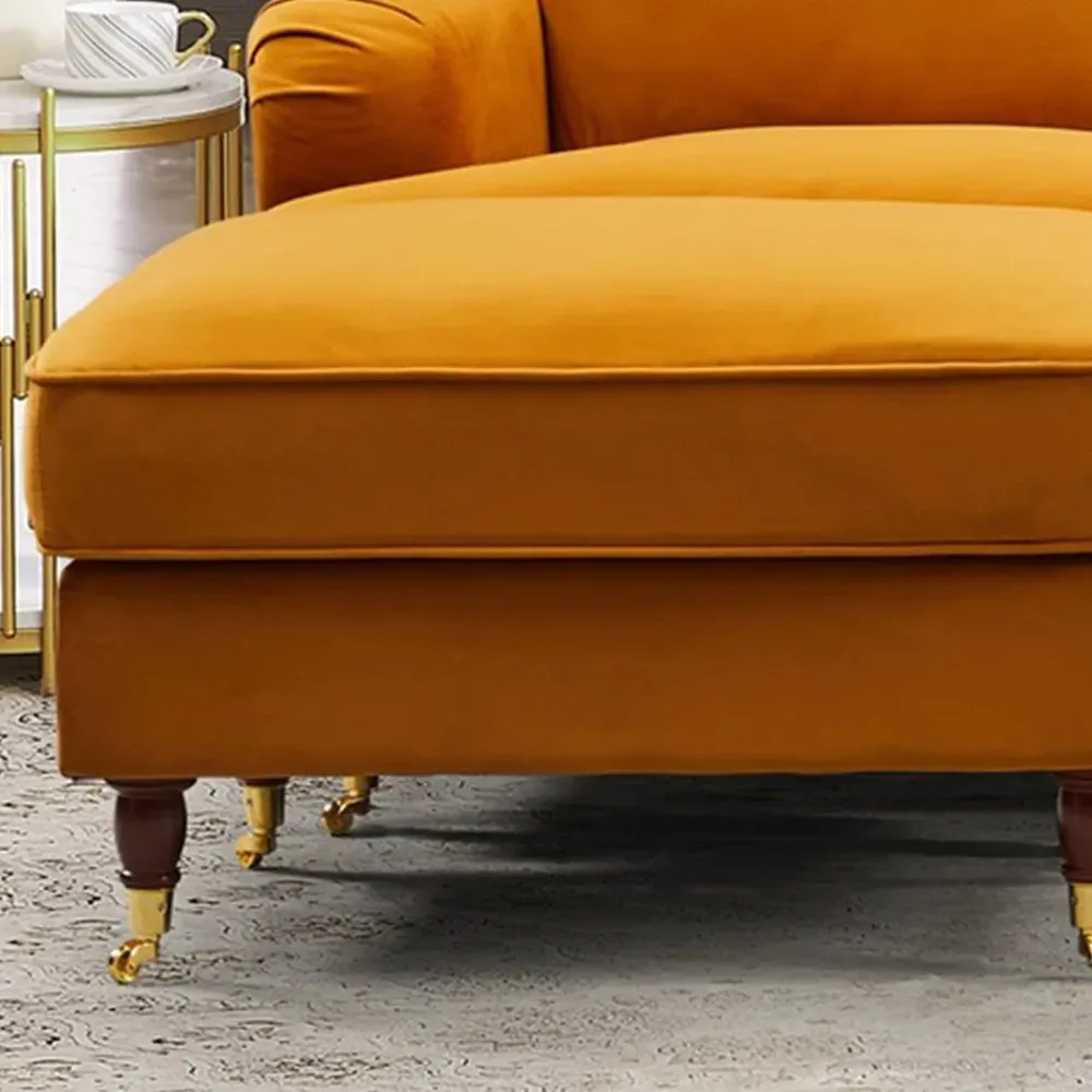 Woodbury 3-Seater U-Shaped Corner Sofa - Orange, Velvet