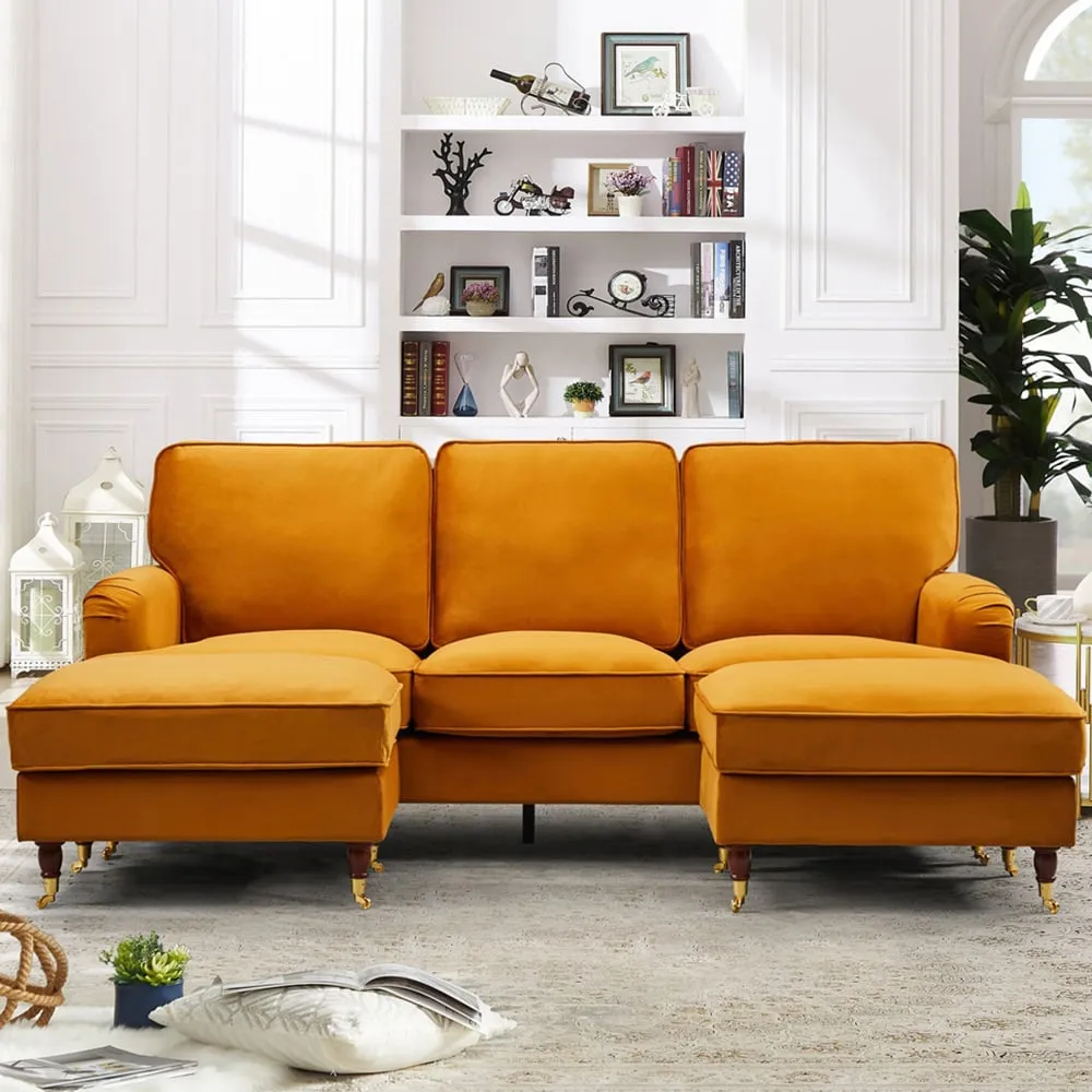 Woodbury 3-Seater U-Shaped Corner Sofa - Orange, Velvet image