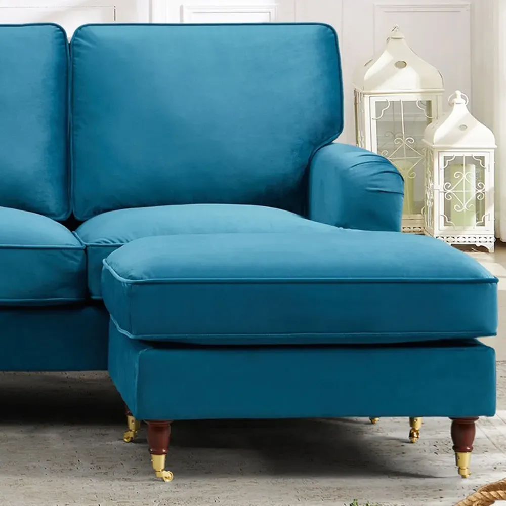 Woodbury 3-Seater U-Shaped Corner Sofa - Teal, Velvet