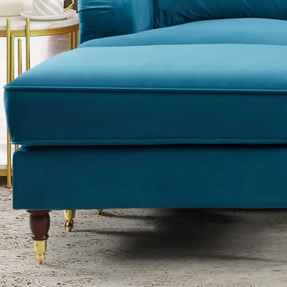Woodbury 3-Seater U-Shaped Corner Sofa - Teal, Velvet