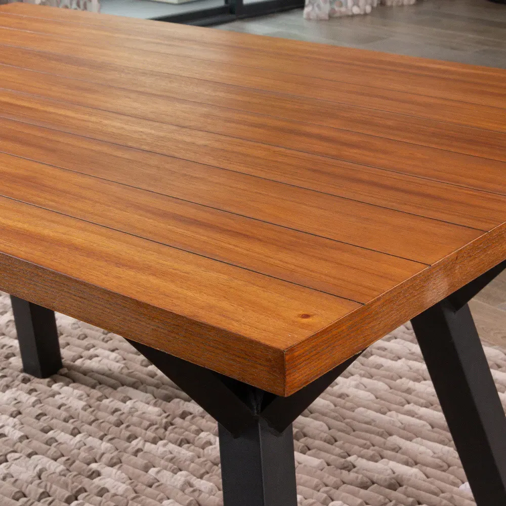 Wooden Veneer Dining Table - Brown