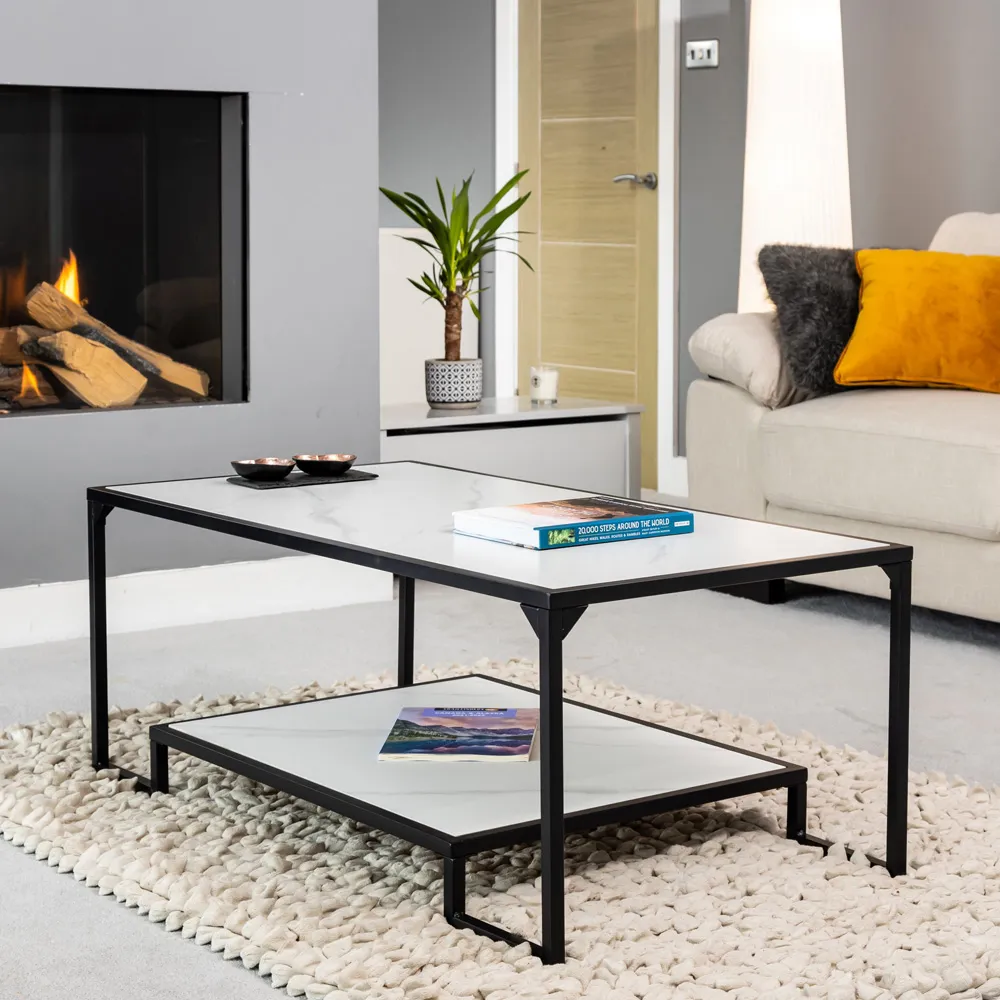 Zenith Single Shelf Rectangular Coffee Table - White