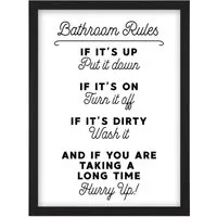 Bathroom Funny Toilet Sign Framed Wall Art Print - White