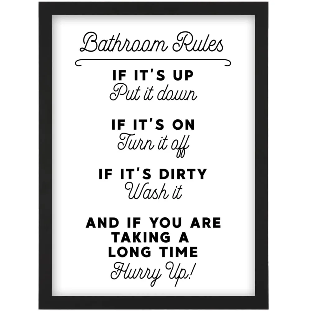 Bathroom Funny Toilet Sign Framed Wall Art Print - White image