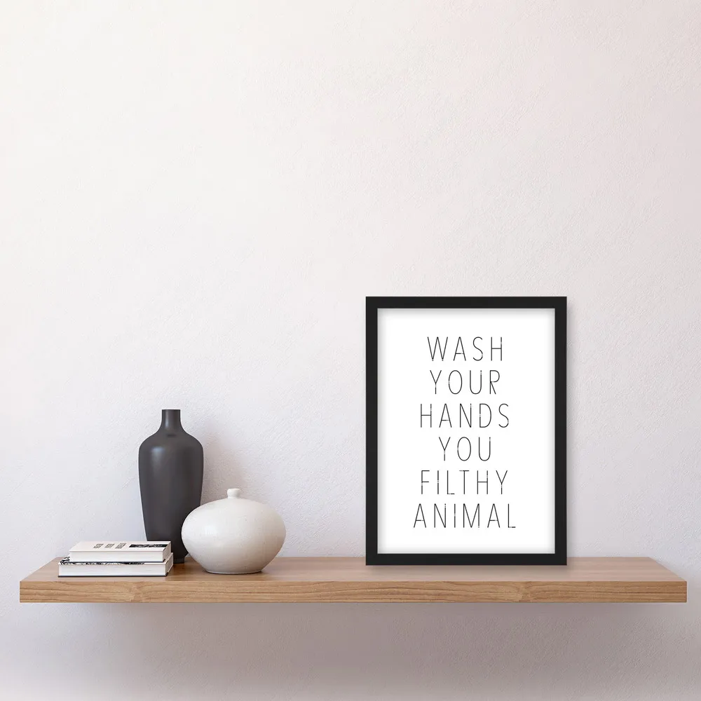 Filthy Animal Funny Toilet Sign Framed Wall Art Print - White