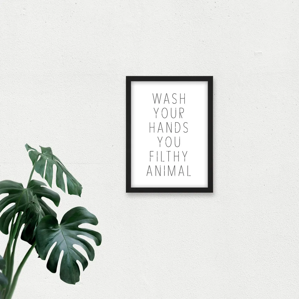 Filthy Animal Funny Toilet Sign Framed Wall Art Print - White