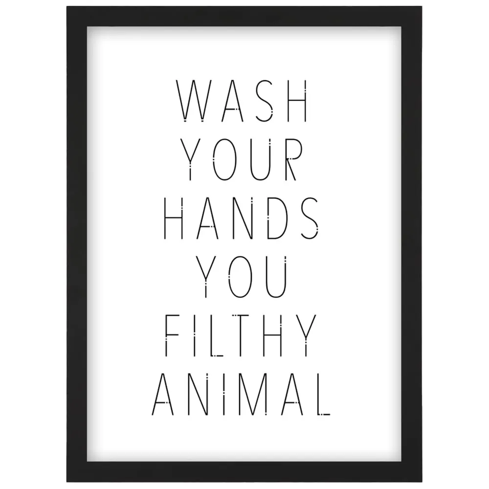 Filthy Animal Funny Toilet Sign Framed Wall Art Print - White