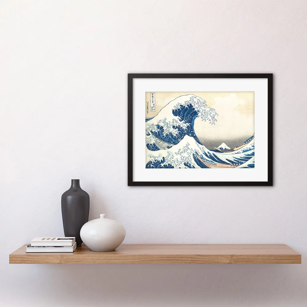 Hokusai Great Wave Off Kanagawa Framed Wall Art Print - Blue