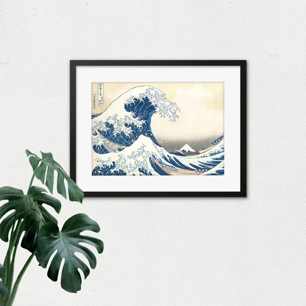 Hokusai Great Wave Off Kanagawa Framed Wall Art Print - Blue