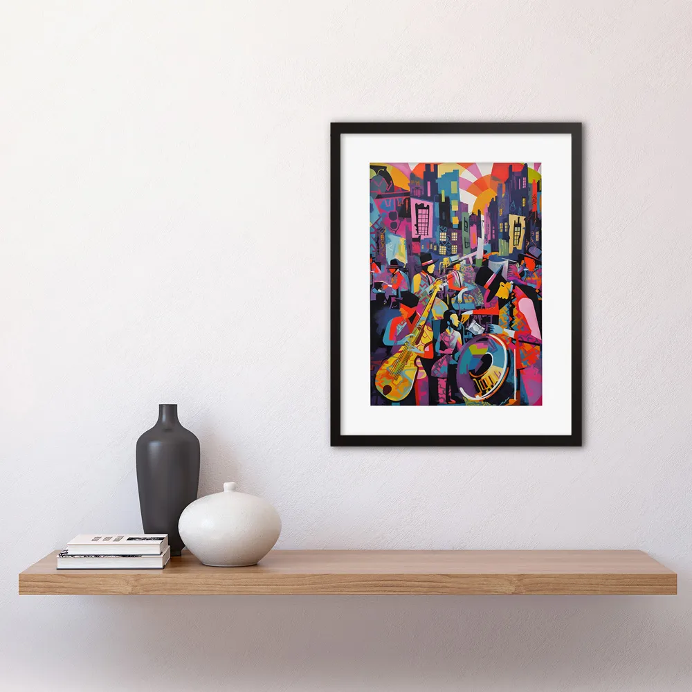 New Orleans Jazz Festival Framed Wall Art Print - Multi