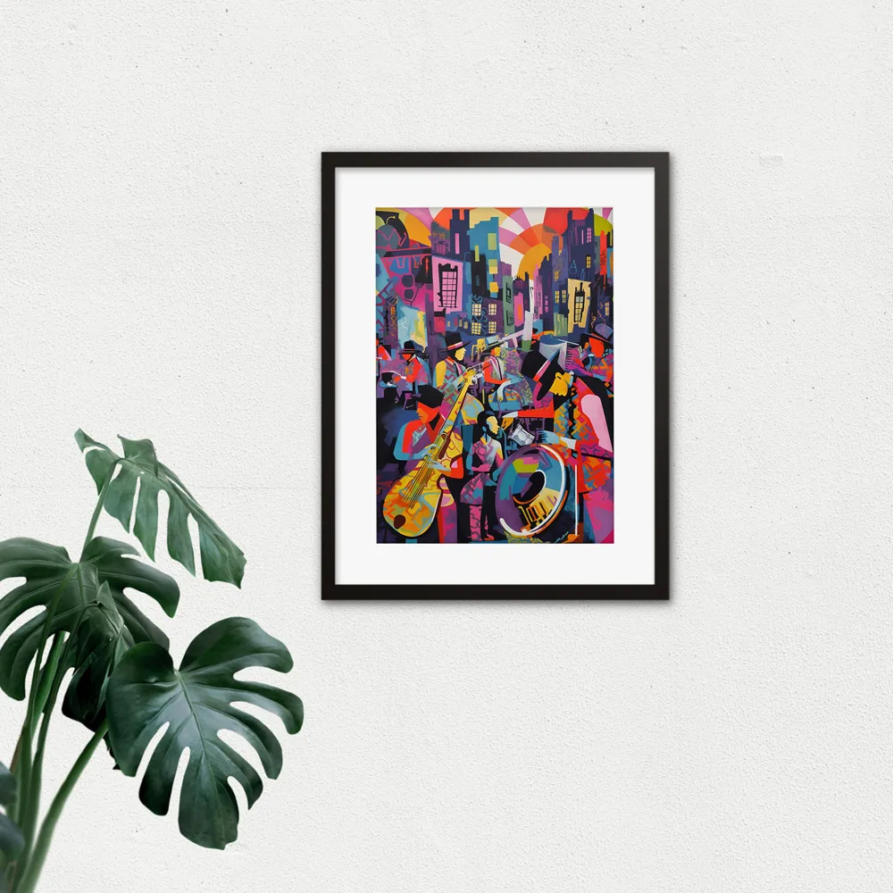 New Orleans Jazz Festival Framed Wall Art Print - Multi