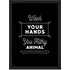 Wash Your Hands Funny Toilet Sign Framed Wall Art Print - Black