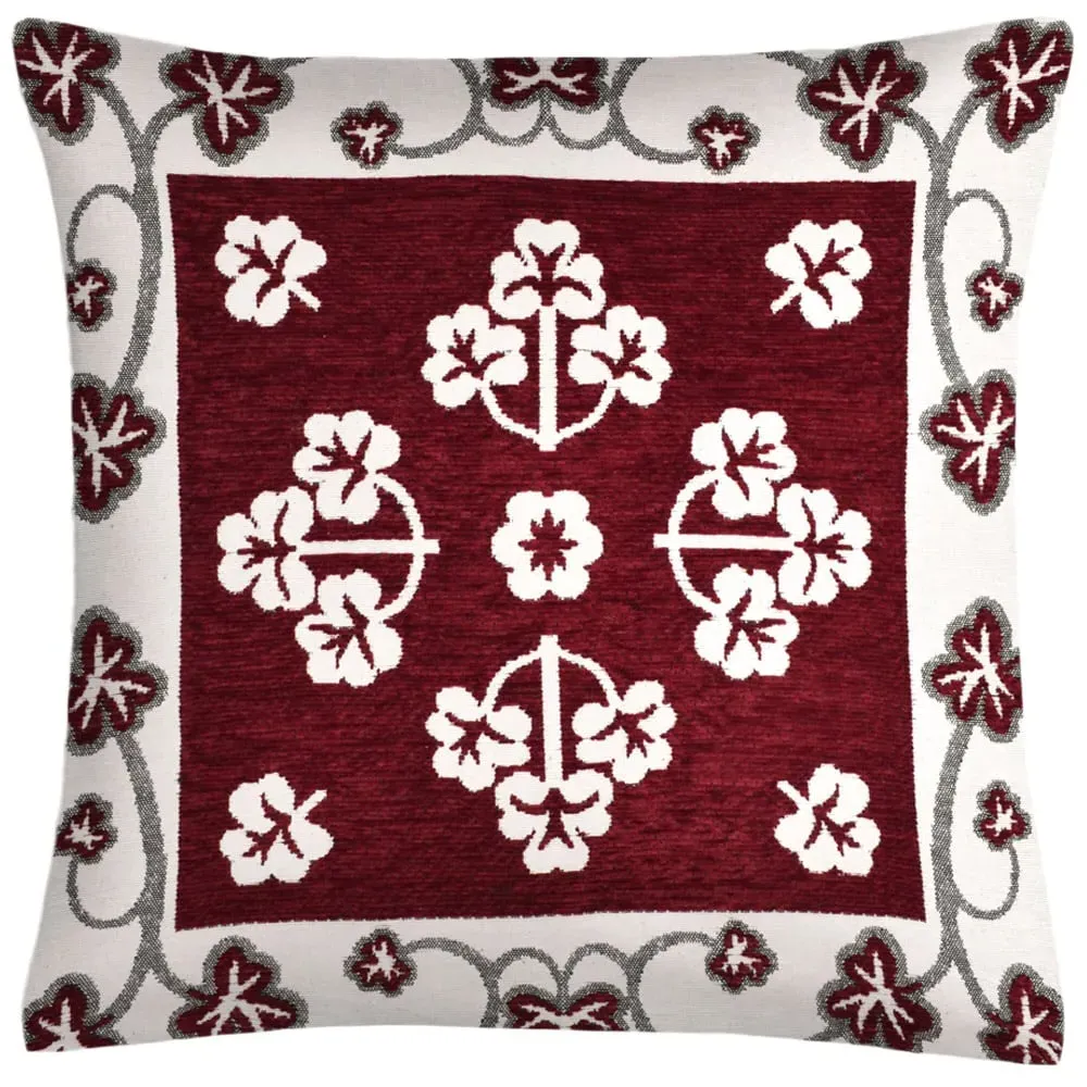 Wine Pattern Chenille Filled Cushion 43x43cm 2 Pack