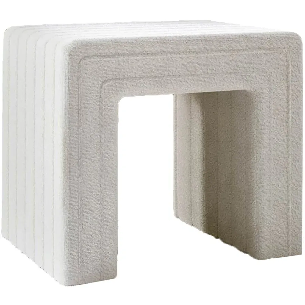 CARME Home Stool - Ivory, Bouclé
