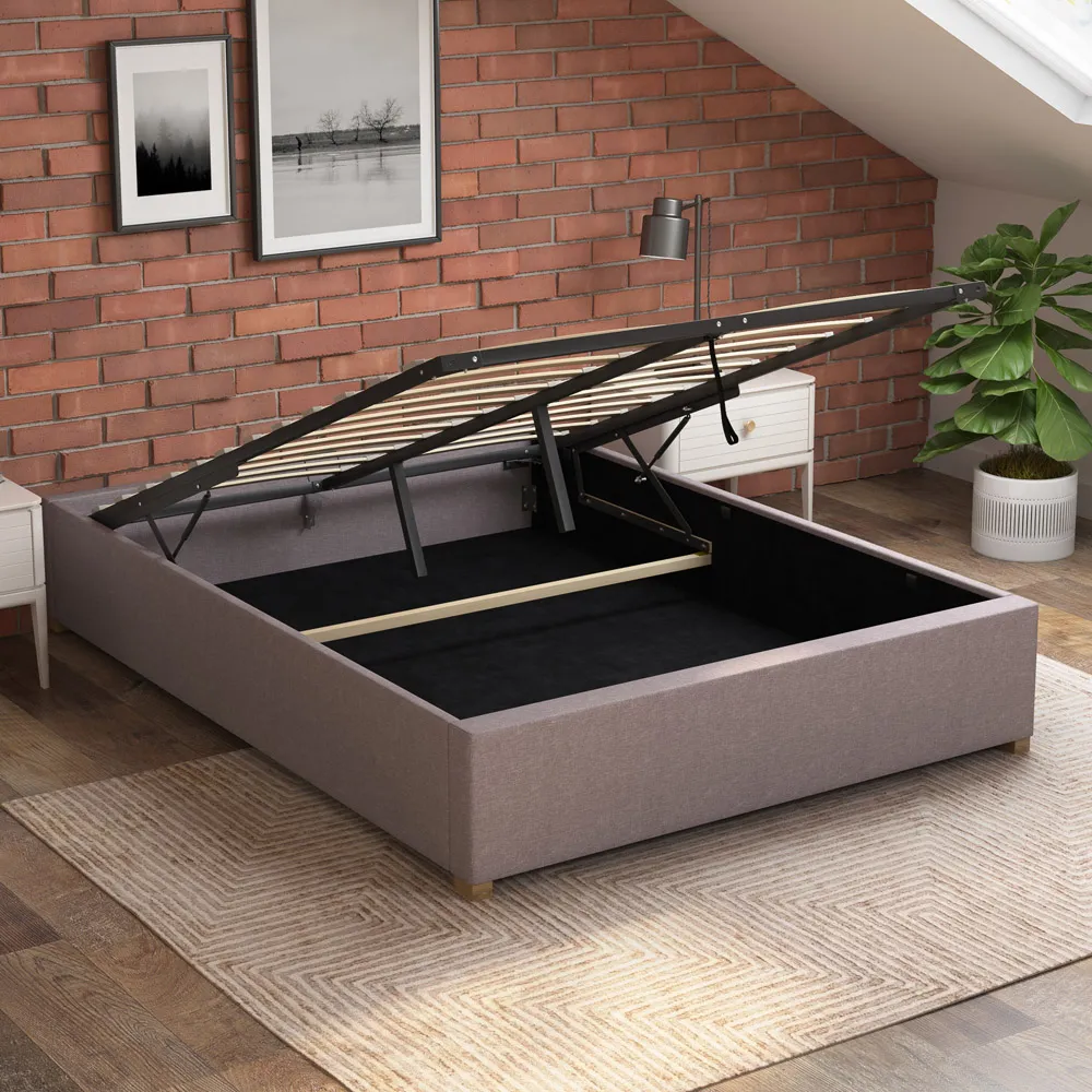 Aspire Furniture Double Eire Linen Platform Ottoman Bed - Grey