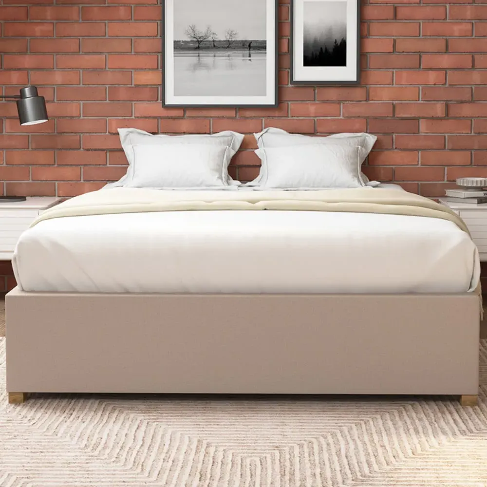 Aspire Furniture Double Eire Linen Platform Ottoman Bed - White