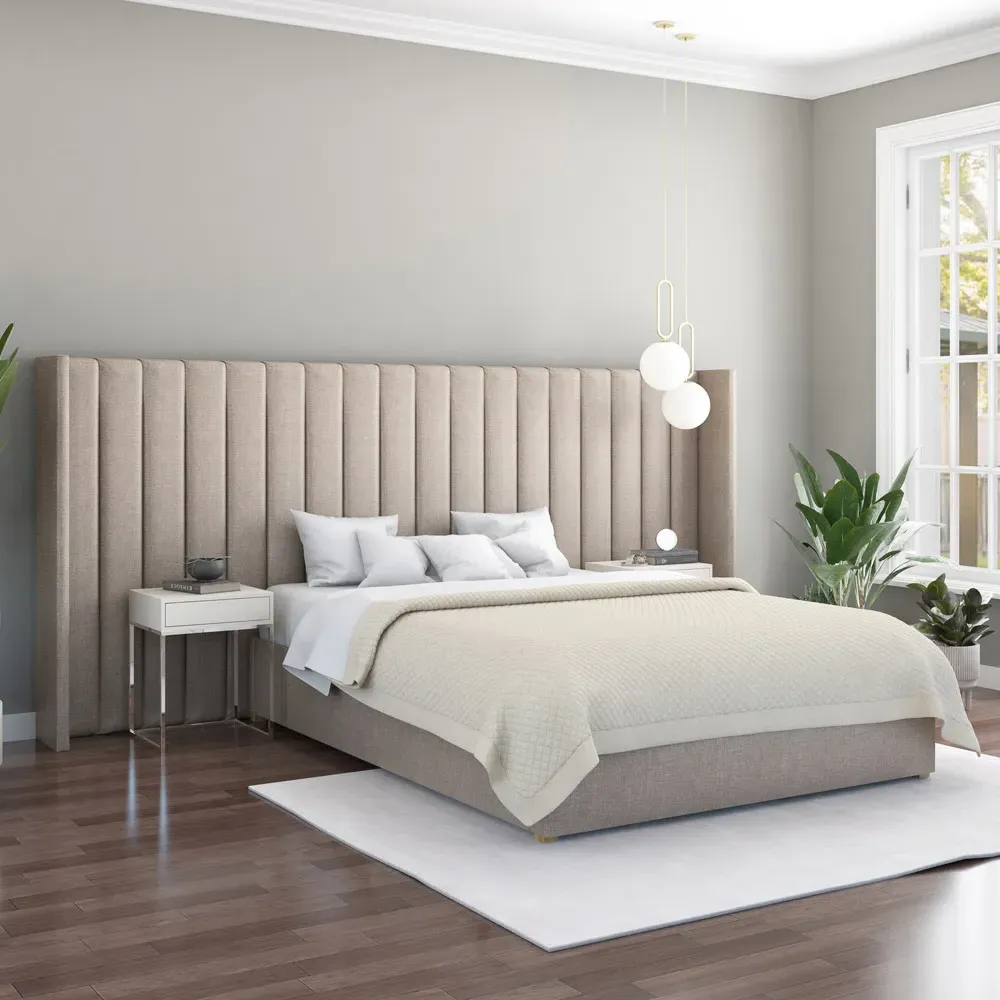 Aspire Furniture Grandeur Wing Headboard - Cream, Linen