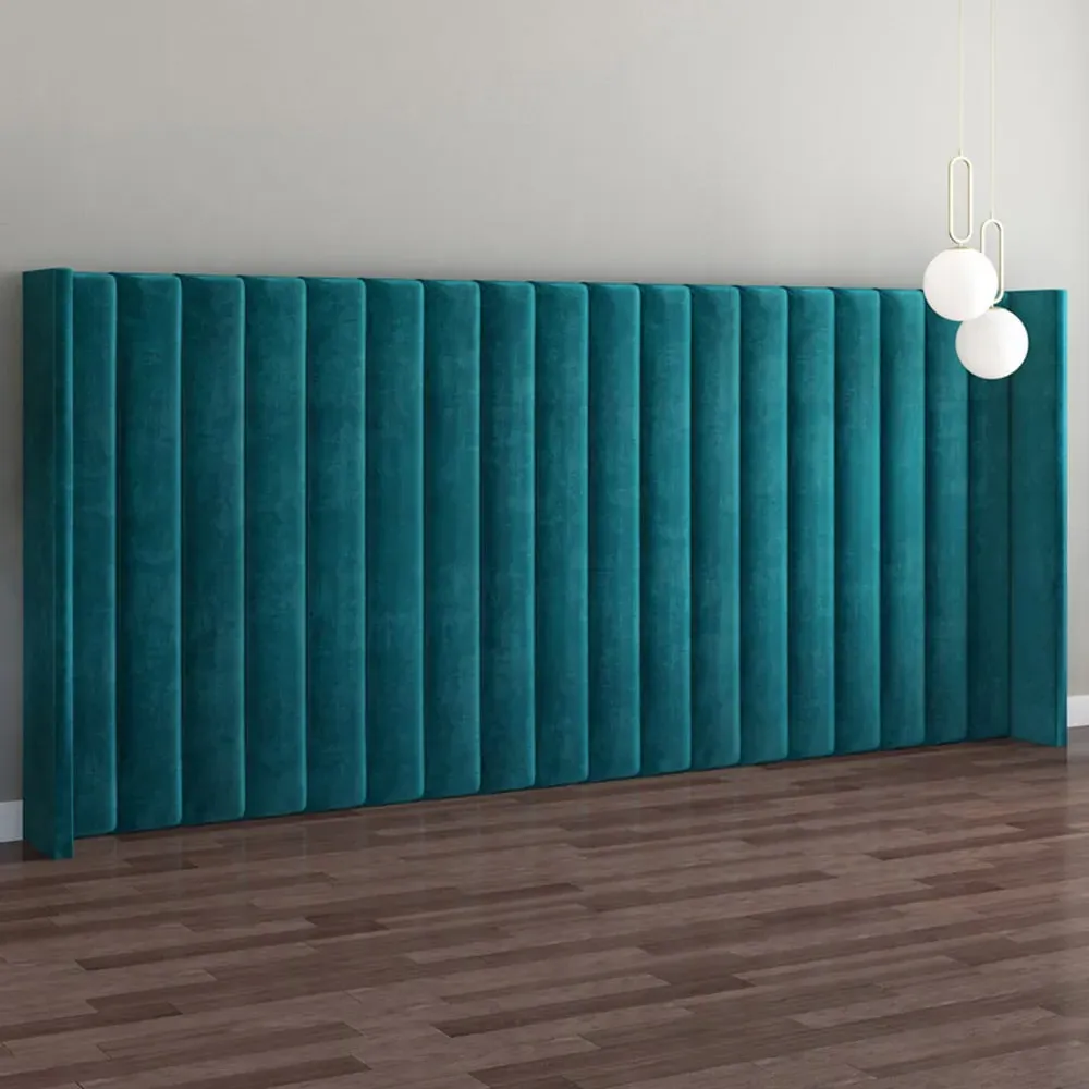 Aspire Furniture Grandeur Wing Headboard - Emerald, Velvet