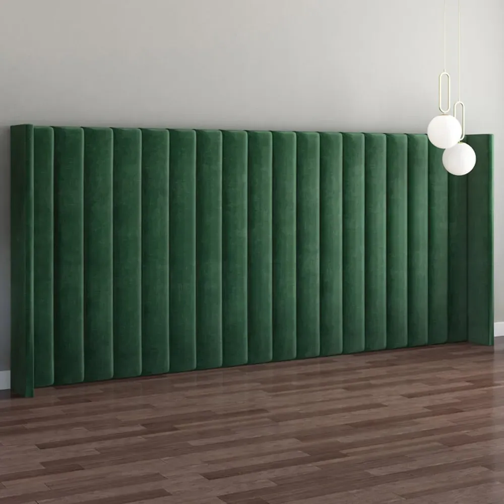 Aspire Furniture Grandeur Wing Headboard - Green, Velvet